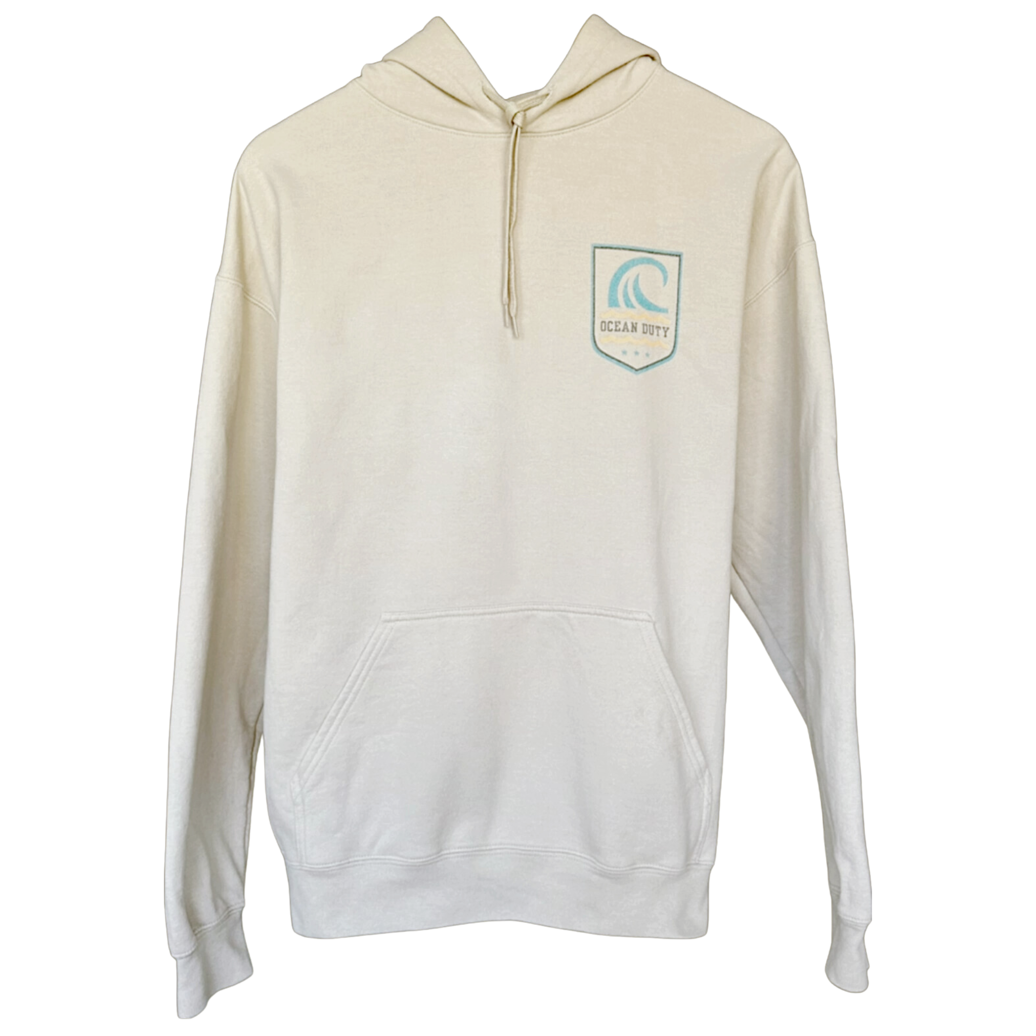 Sand Color Hoodie with Large Ocean Wave and Go Rogue Graphic