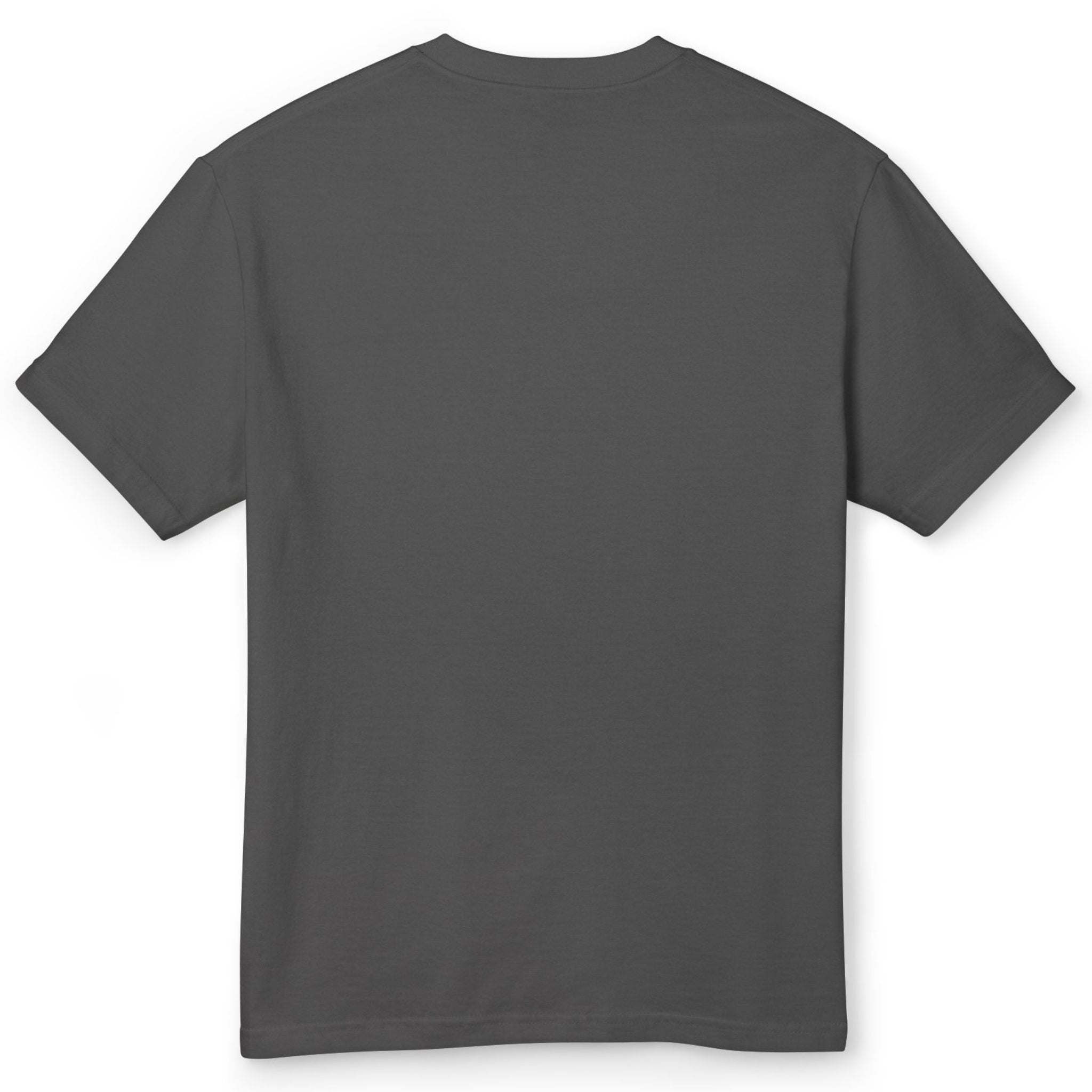 The back of a faded black T-shirt.