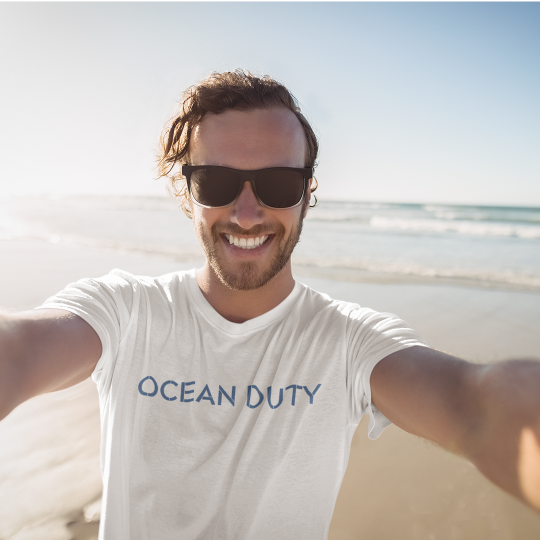 Man selfie on Beach Ocean Duty T Shirt