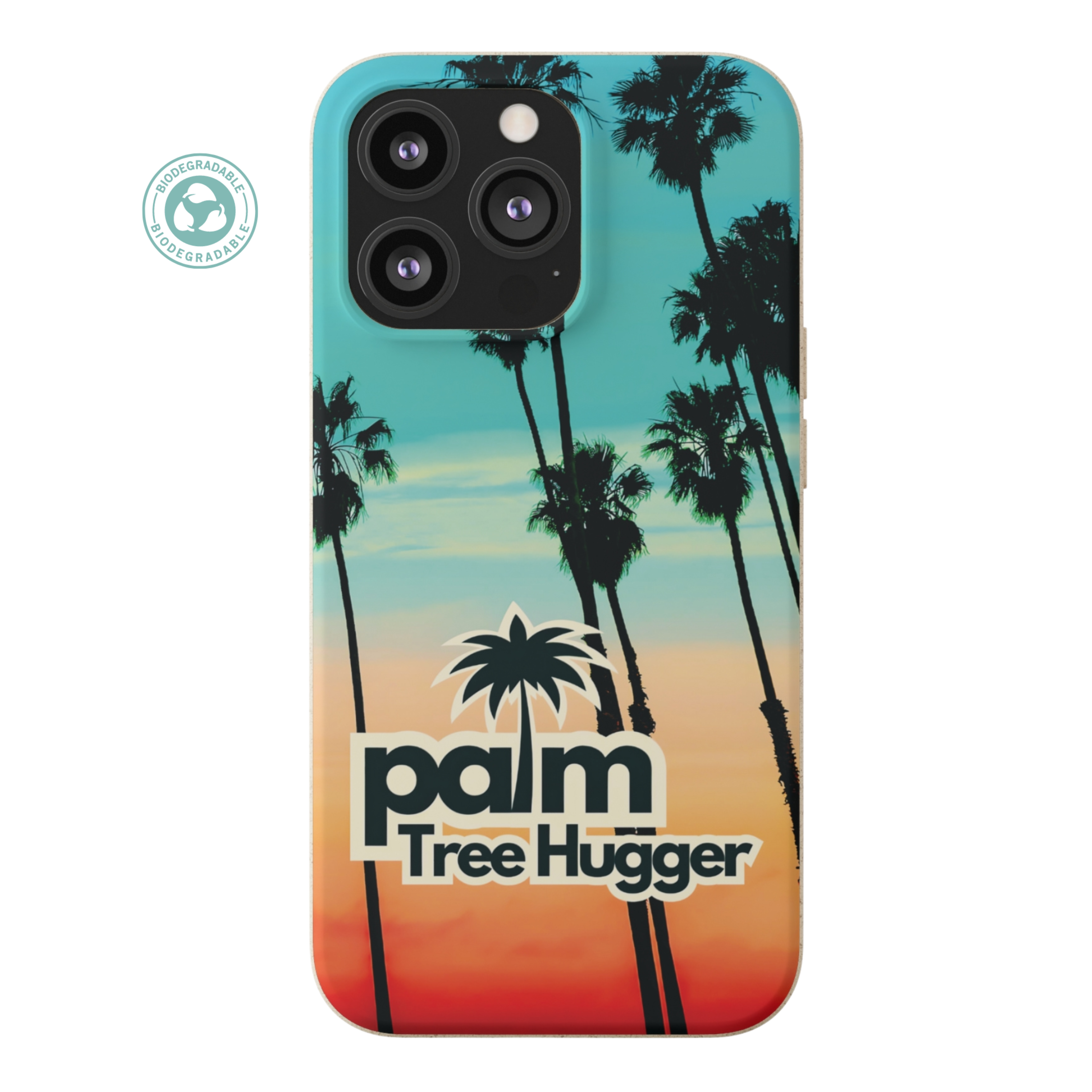 Biodegradable iPhone Case Made of Bamboo Palm Tree Print Back