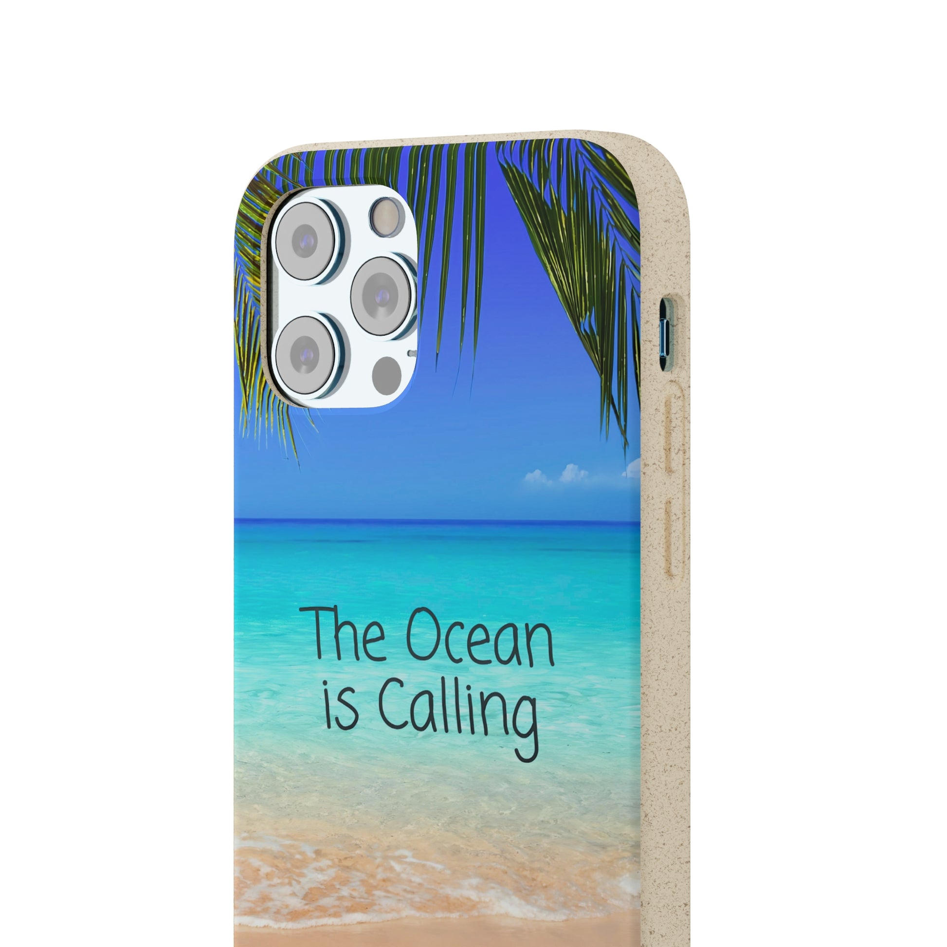 Biodegradable iPhone Case Palm Beach Theme Ocean Duty Side View