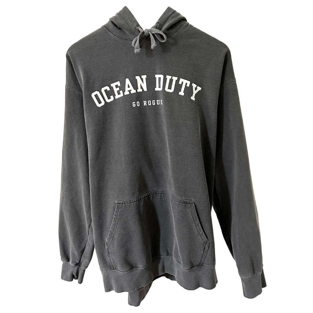 Pepper Grey Ocean Duty Hoodie with text