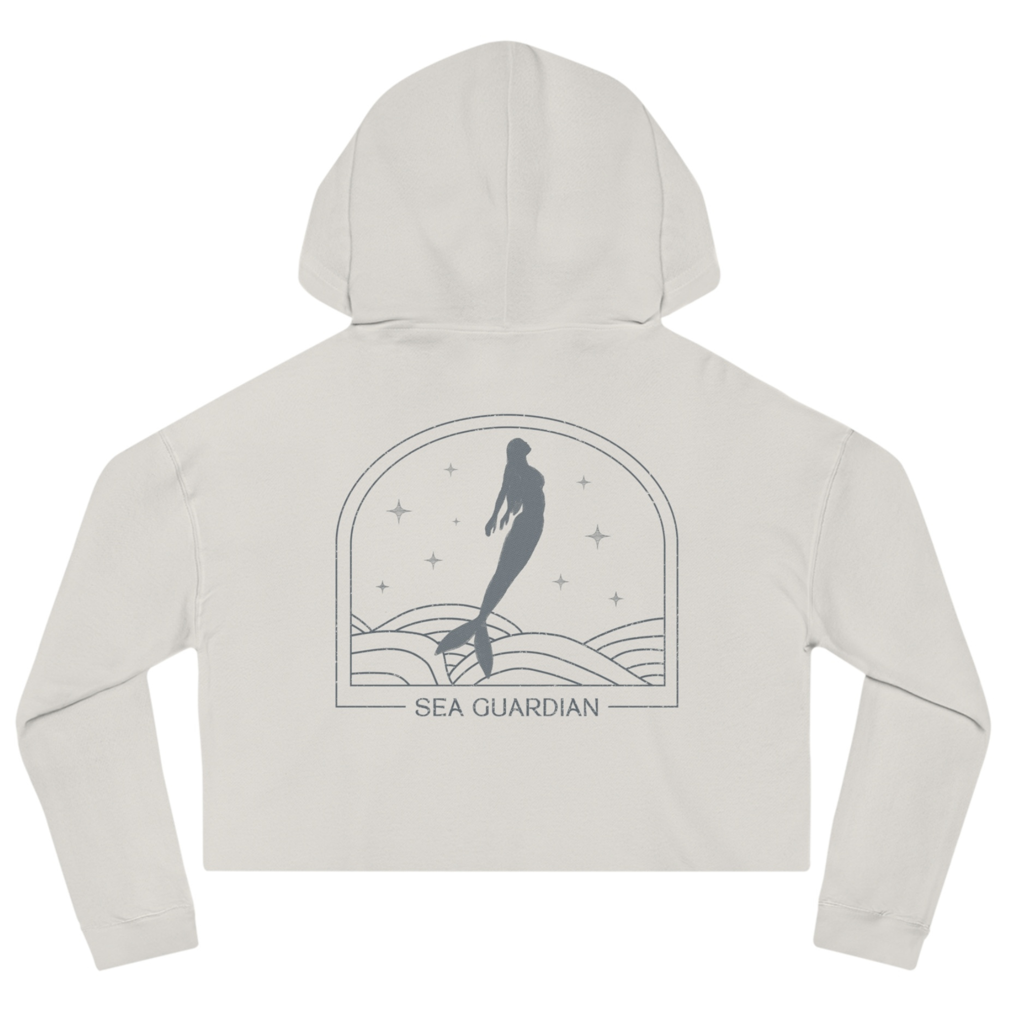 Cropped White Hoodie Mermaid Print