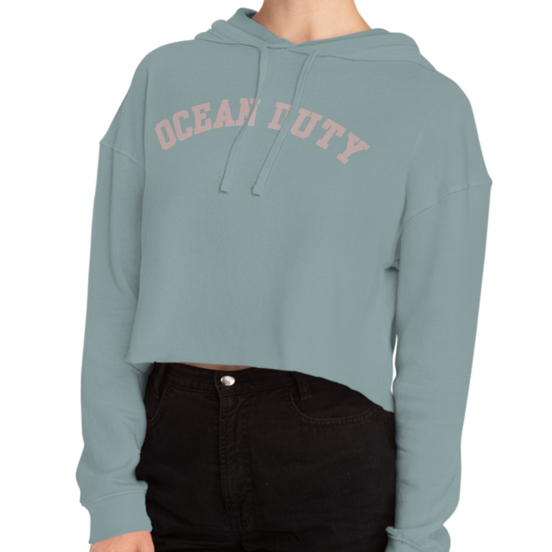 Mermaid Cropped Hoodie Sage Green