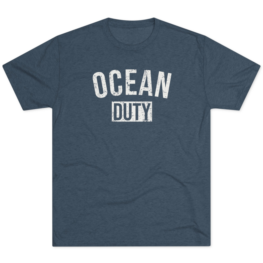 Blue T Shirt Ocean Duty Print