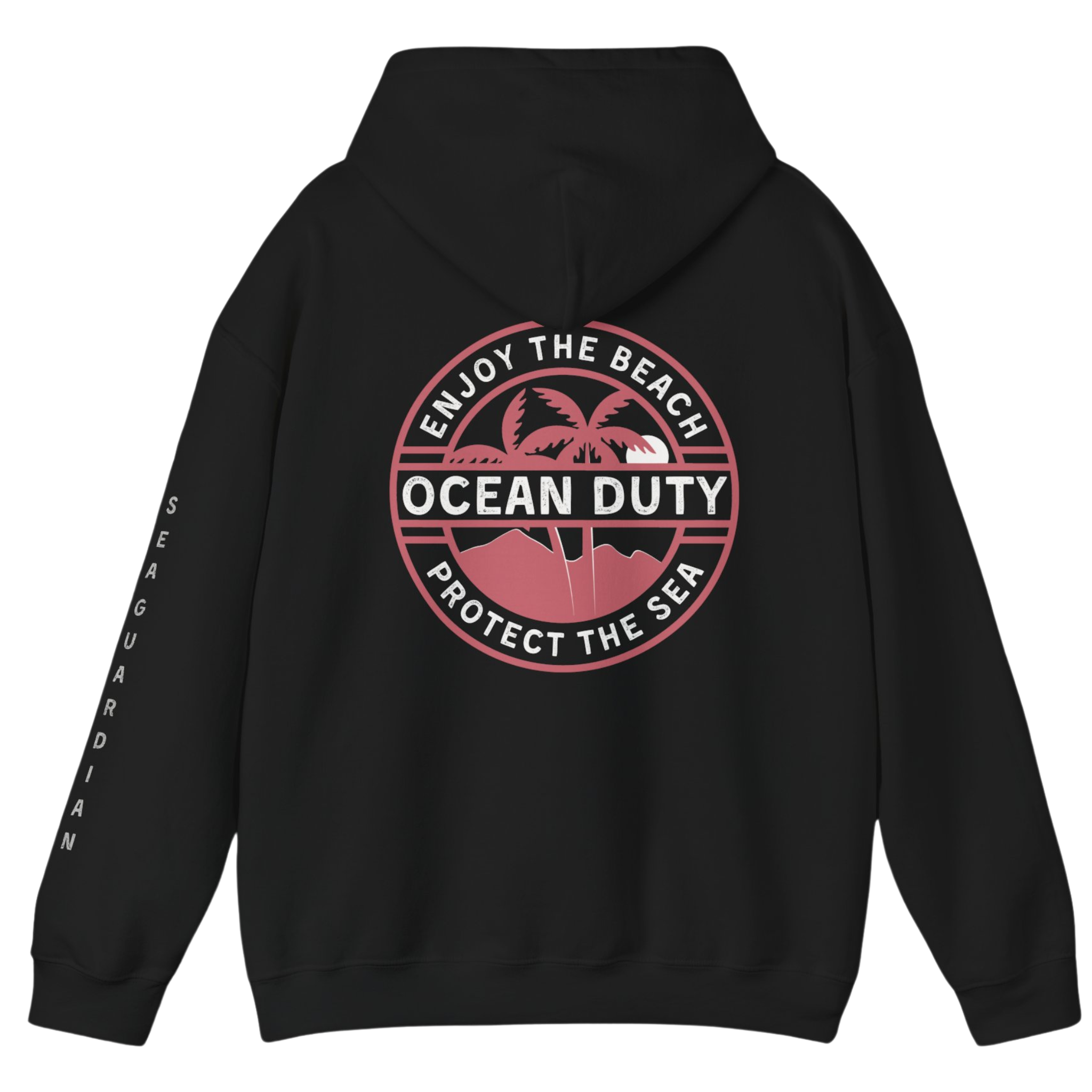 Black Hoodie Beach Ocean Conservation Print