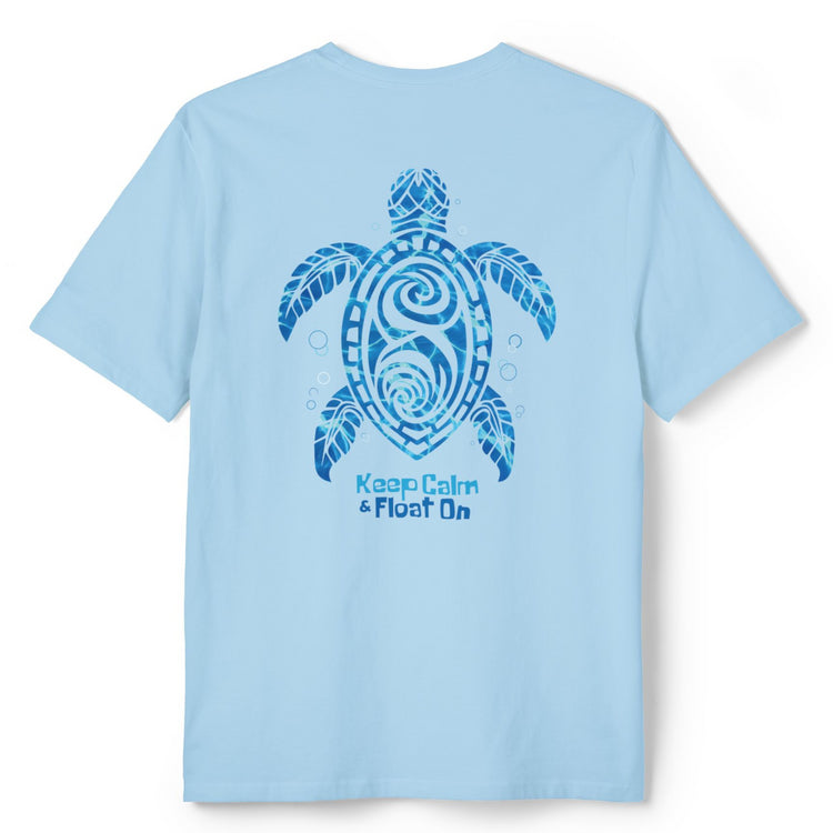 light blue t-shirt blue sea turtle print back