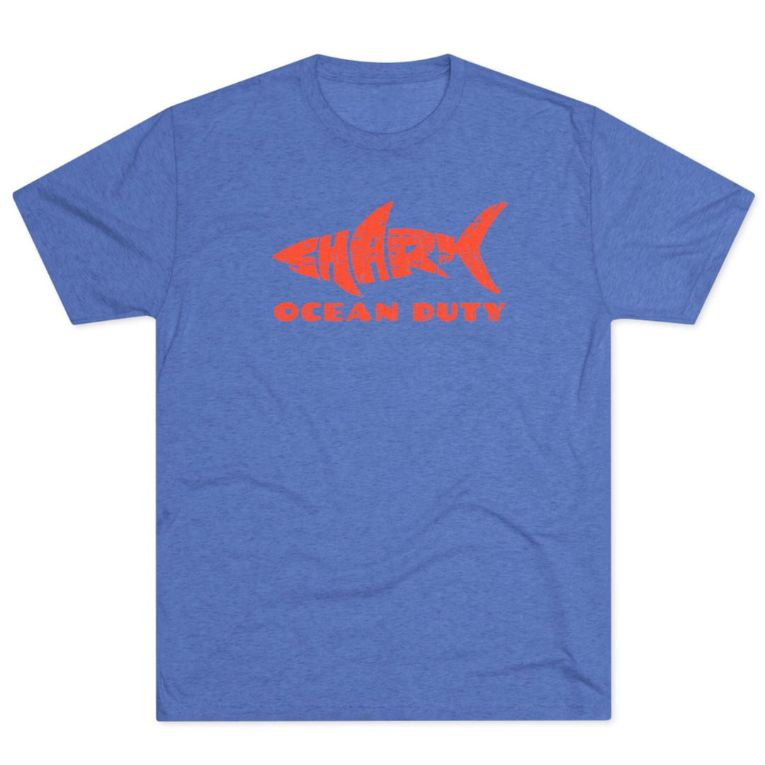 Blue T Shirt with Shark Print Ocean