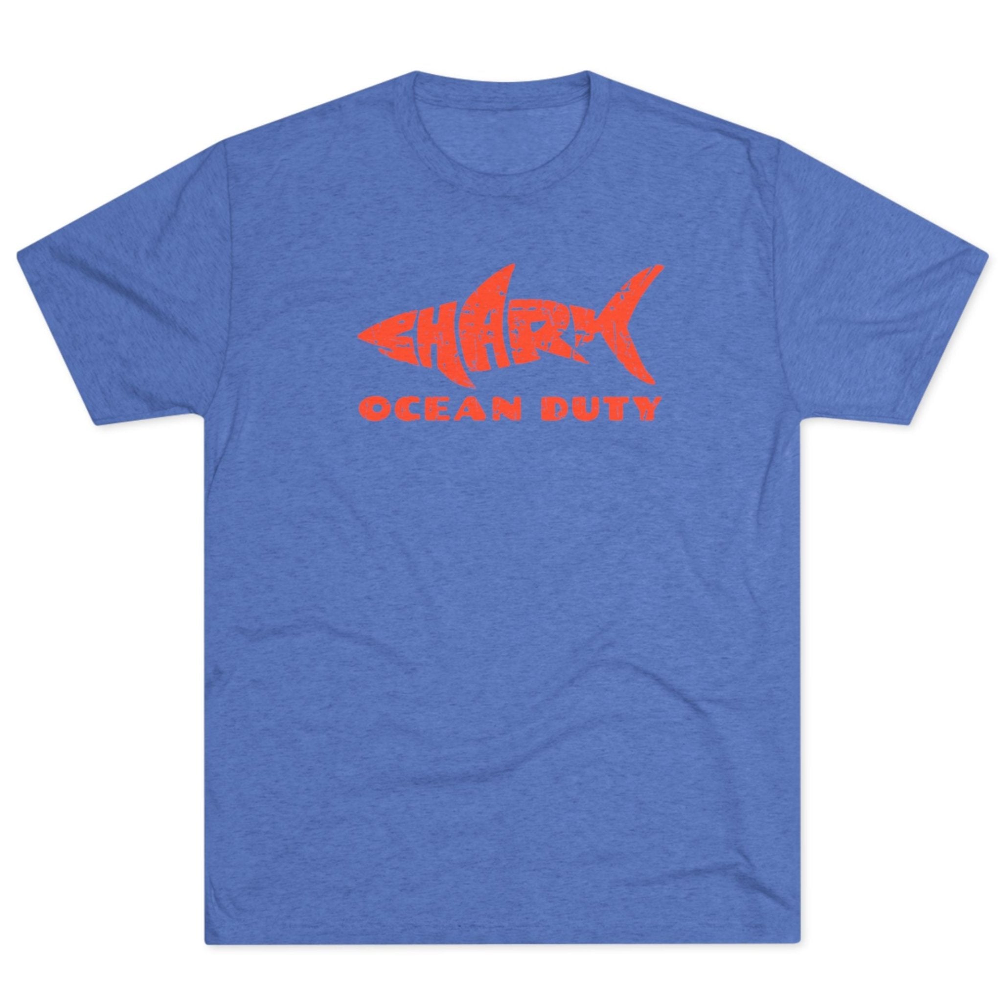 Blue T Shirt with Shark Print Ocean